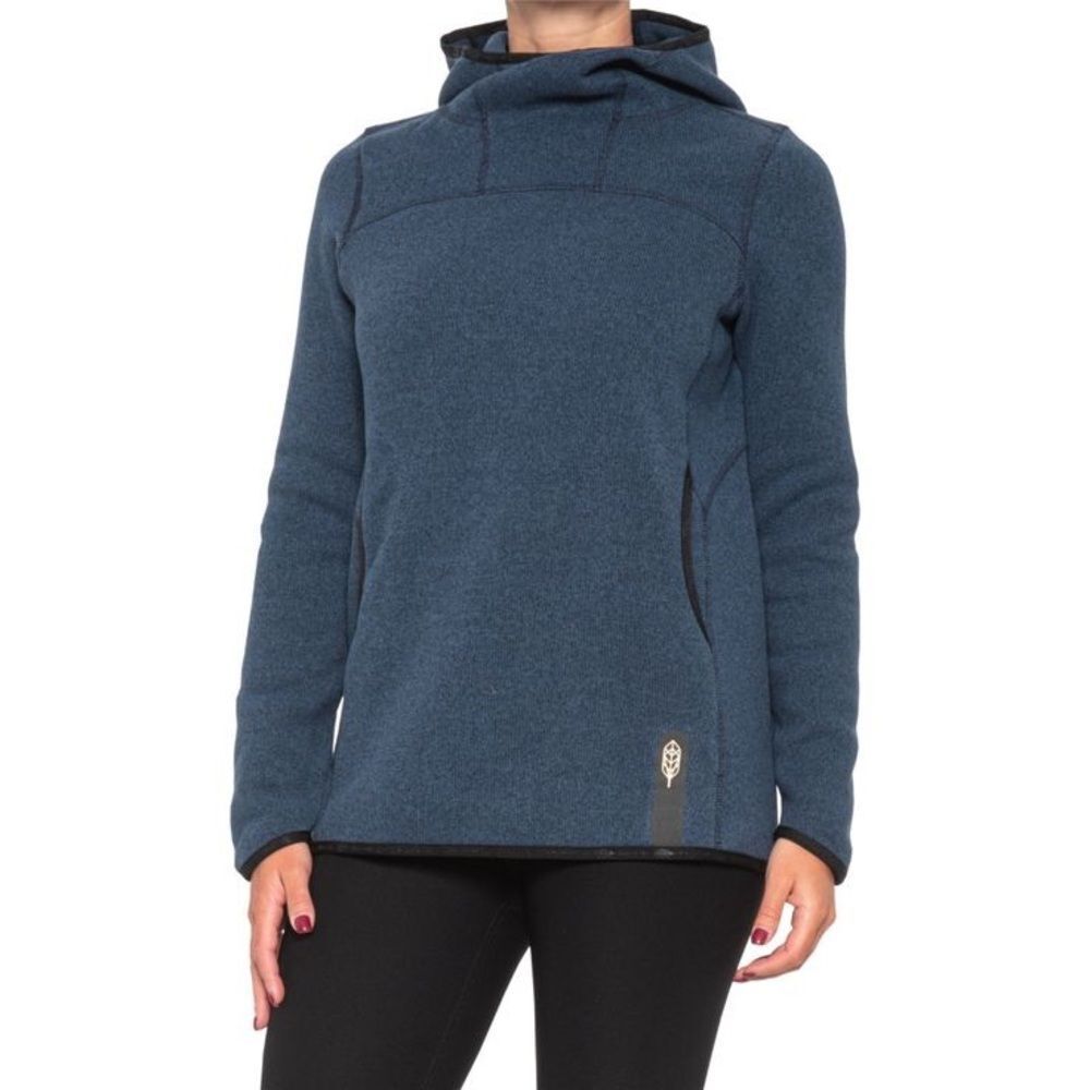 INDYGENA MILY POLARTEC WOMEN'S Blue Fleece Hoodie Small S Cowl Neck EUC